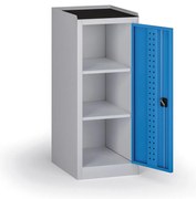 Dielenská skriňa nízka na náradie KOVOS, 2 police, 600 x 505 x 1180 mm, modrá