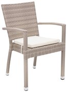 DEOKORK Záhradné ratanové kreslo NAPOLI s poduškou (sivo-béžová)