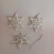 DECOLED Kovové vločky, 3 kusy, 10 x 7,7 cm, bílá