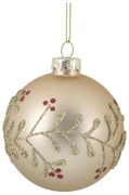 Champagne sklenená vianočná ozdoba gule s girlandou - Ø 8 cm