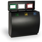 Odpadkový kôš na triedený odpad, 3x50 l, kovový