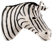 Bielo-čierna antik nástenná dekorácia socha zebra - 21*46*37 cm