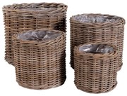 Obaly na kvetináče v súprave 4 ks z prútia ø 40 cm Bogor – House Nordic