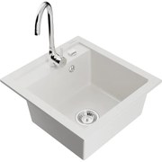 Mexen Vito, 1-komorový granitový drez a kuchynská batéria Telma, biela, 6503-20-670200-00