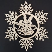 AMADEA Drevená ozdoba vločka so zvončekmi 9 cm