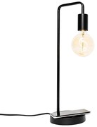 Moderná stolová lampa čierna s bezdrôtovým nabíjaním - Facil