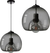 Toolight - závesné sklenené svietidlo s dymového skla E27 60W APP1027-1CP, čierna, OSW-01154