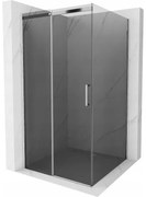 Mexen Omega, sprchovací kút s posuvnými dverami 100 (dvere) x 100 (stena) cm, 8mm sklo, chrómový profil-šedé sklo, 825-100-100-01-40