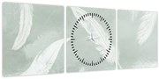 Obraz - Biele pierka (s hodinami) (90x30 cm)