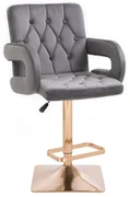 LuxuryForm DESIGN Barová stolička BOSTON VELUR na zlatej hranatej podstave - šedá