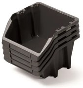 Sada 4 úložných boxov po 27,2 × 23,8 × 16 cm, čierna