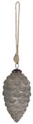 Šedivá vianočná ozdoba v tvare šišky s patinou - Ø 10 * 13 cm