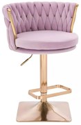 LuxuryForm DESIGN Barová stolička LYON VELUR na zlatej hranatej podstave - levanduľa