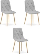Set troch jedálenských stoličiek LIBRA svetlosivé / hnedé nohy (3 ks)