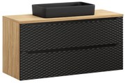 Umyvadlová skříňka Ocean 120 cm s deskou a umyvadlem černá/dub olejovaný