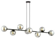 Luster na lanku ROSSI 8xE14/10W/230V čierna/šedá