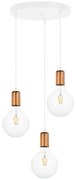 Luster na lanku MIROS 3xE27/60W/230V guľatý biela/medená