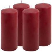 Sada stĺpových sviečok, 25 cm, Ø 10 cm, vínová, 4 ks