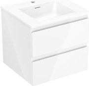 Mexen Orio, kúpeľňová skrinka 50 cm s umývadlom Otis, 2 zásuvky, biela lesklá, 91A10-05047-2-BFF00-W18M00