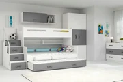 Interbeds Poschodová posteľ MAX 3 + 3x matrace 200x120 sivo-biela 2025