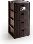 STEFANPLAST Plastový úložný regál Elegance, 4 zásuvky, hnedý