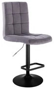 LuxuryForm DESIGN Barová stolička TOLEDO VELUR na čiernom tanieri - tmavo šedá