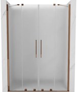 Mexen Velar Duo, posuvné sprchové dvere do otvoru 140 cm, 8mm sklo námraza, ružové zlato, 871-140-000-32-60