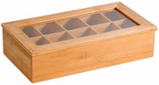 Kesper 58901 Organizér na čaje bambus, 10 priehradiek, 36 x 20 x 9 cm
