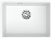 Sink Quality Crypton 60, kuchynský granitový drez 535x400x205 mm + chrómový sifón, biela, SKQ-CRY.W.1KBO.60.X