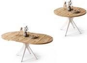 RENZO Dub Wotan/biela noha - OKRÚHLY STÔL Ø110 ROZKLADACÍ DO 180 cm | DO KUCHYNE JEDÁLNE OBÝVAČKY RETRO