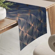 Biante Zamatový behúň na stôl Isabela IBL-011 Rose Gold trojuholníky na kráľovsky modrom 20x120 cm