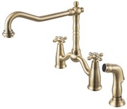 F-Design Lacrima, 3-otvorová drezová batéria s výsuvným samostatným výtokom, retro bronzová, FD1-LRA-8-66