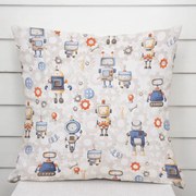 Biante Detská bavlnená obliečka na vankúš Sandra SA-584 Svet robotov na sivo-bielom 30 x 50 cm
