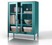 Vitrína GINA, 800 x 1015 x 400 mm, Modern: morská farba