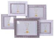 Nástenný fotorám s bielou patinou Woodia - 47*2*32/10*10 (2) / 15*10 (2) / 18*13 cm