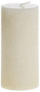 Krémová široká sviečka s drážkami a trblietkami Macon - Ø 7*15cm / 64h