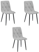 Set troch jedálenských stoličiek LIBRA svetlosivé / čierne nohy (3 ks)