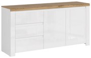 Komoda VILGO 2D3S, lesklá biela