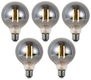 Sada 5 ks Inteligentné stmievateľné LED žiarovky E27 G95 dymové 4,9 W 150 lm 1800 K