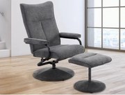 Relaxačné kreslo s taburetom Alfa, dymovo šedá látka%