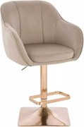 LuxuryForm DESIGN Barová stolička AVOLA VELUR na zlatej hranatej podstave - latte