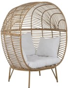 Béžové ratanové záhradné kreslo Lounge White Oval - 115*110*148 cm