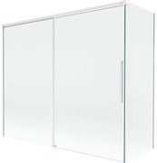 Mexen Rox, 2-krídlová posuvná vaňová zástena 180 + 80 x 150 cm, 8mm číre sklo, biely profil, 8C9-180-080-20-00