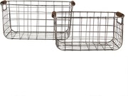 2ks šedý drôtený košík s uchami - 37*23*18 / 31*20*16 cm