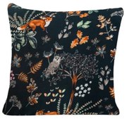 Mikroplyšová obliečka na vankúšik THE FOX AND THE HARE 45x45 cm, tmavozelený