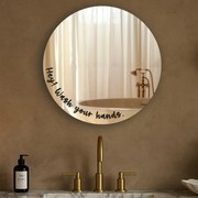 Nálepka na zrkadlo S47 – Hey! Wash your hands. (round)