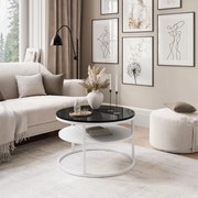 KONFERENČNÝ STOLÍK LEONARDO S POLICOU ČIERNY LESK + BIELY