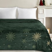 VIANOČNÁ FLANELOVÁ DEKA SNOW GOLD 150X200 CM VZOROVANÁ