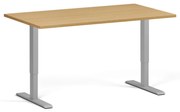 Výškovo nastaviteľný stôl, 140x80 cm, 2 motory, sivá podnož, buk