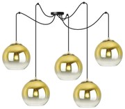 Závesné svietidlo Bergen Gold Spider, 5x zlaté/transparentné sklenené tienidlo (fi 15cm)